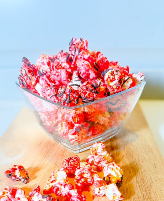 Candy Cane Chocolate Drizzle Popcorn