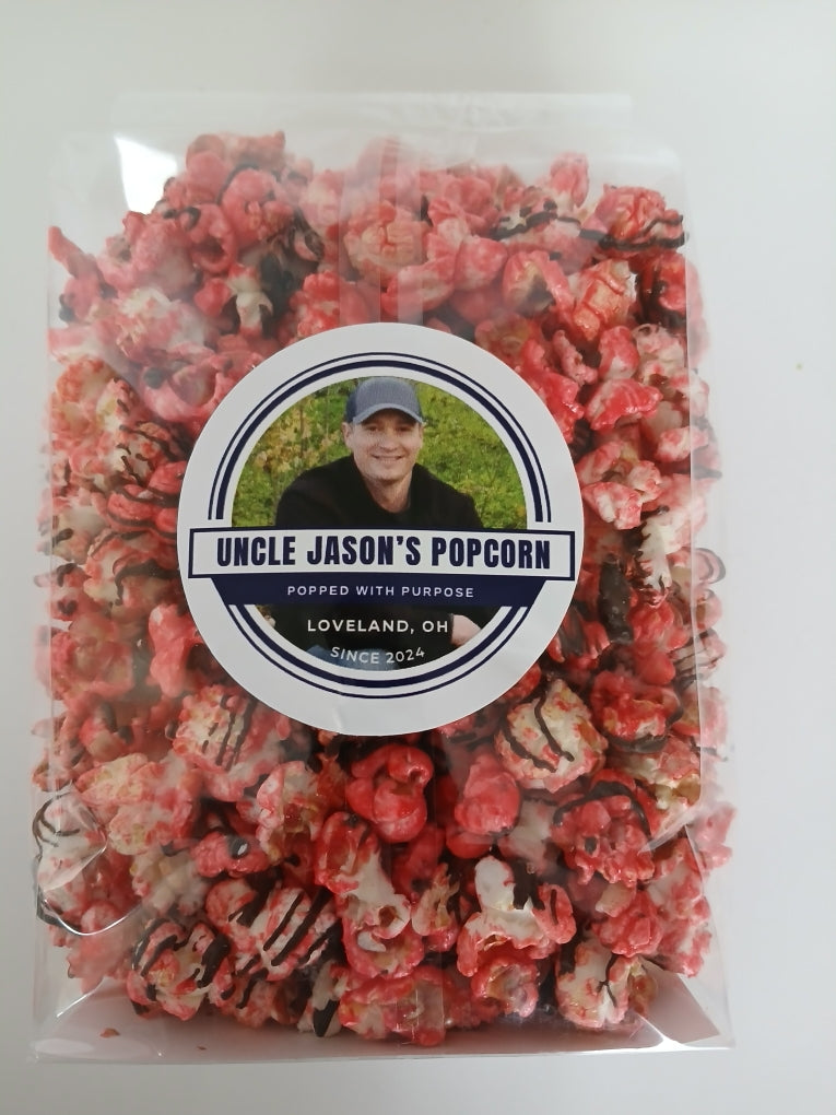 Candy Cane Chocolate Drizzle Popcorn