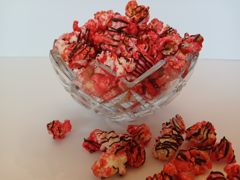 Candy Cane Chocolate Drizzle Popcorn